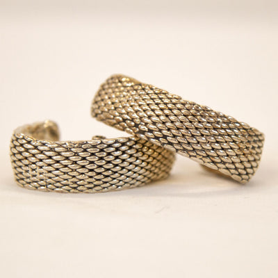 Sterling Mesh Bangle and Earring Set