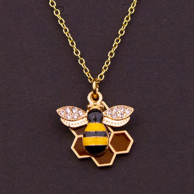 Bee & Honeycomb Necklace / Earrings