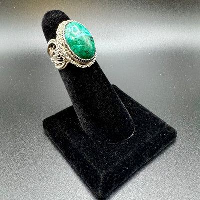 Sterling Filigree and Eilat Stone Ring