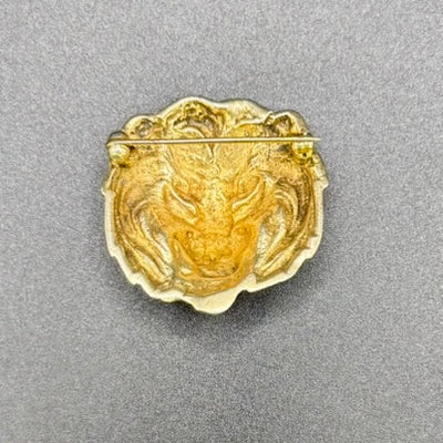Gilt Lion Head Brooch