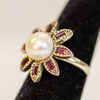 Sterling/Pearl/Amethyst Floral Ring
