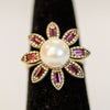Sterling/Pearl/Amethyst Floral Ring