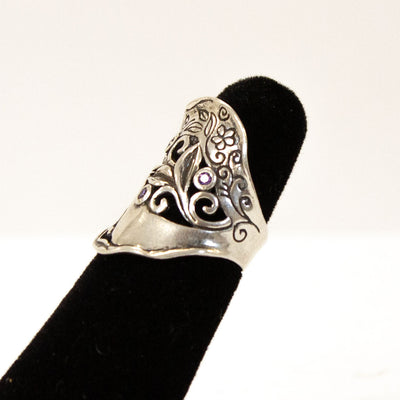 Sterling Floral Scroll Ring