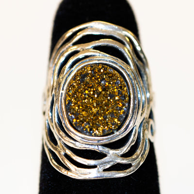 Sterling Gold Druzy Ring