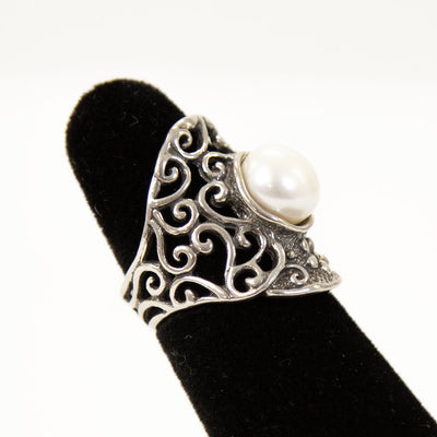 Sterling Solid/Open Pearl Ring