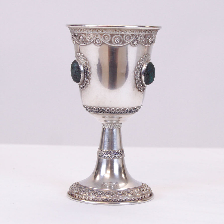 Sterling Kiddush Cup with Eilat Stone